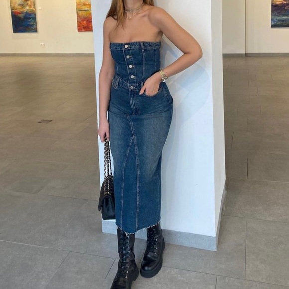 NEW Zara denim midi dress - Picture 3 of 16